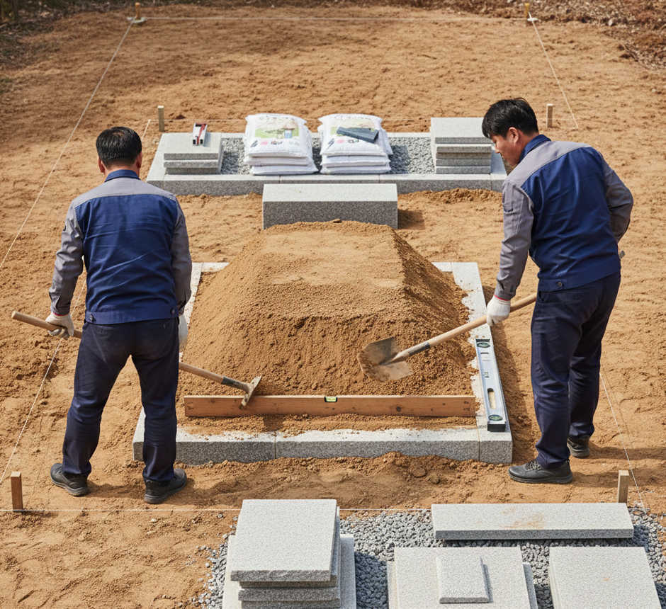 평장묘 작업 현장